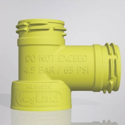 Tee piece connector for PET bottles and carbonation caps